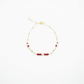 Браслет из красного коралла с золотым напылением и жемчугом